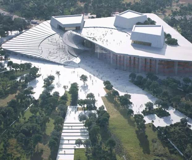 La escalera de caracol que da acceso al techo de la futura Gran Ópera de Shanghai