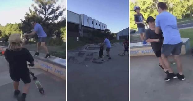 La reacción de un padre contra unos niños que abusaban de su hijo en un skate-park