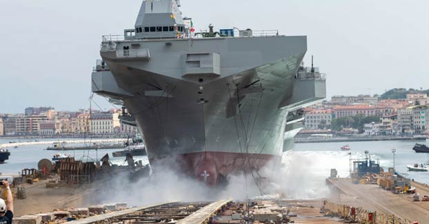 Botadura de ''Trieste'', el nuevo buque de la Marina Italiana