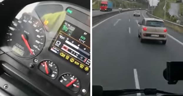 Un camionero se graba mientras circulaba a gran velocidad por la AP9 y con 27 toneladas de fuel de carga