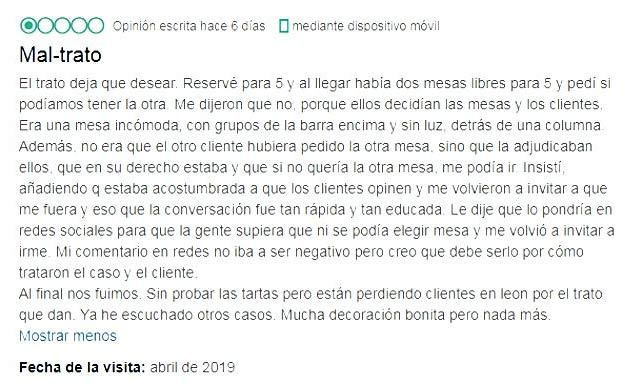 Un restaurante de León responde a una opinión negativa de una clienta en TripAdvisor en forma de cuento Disney