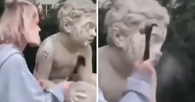 Una influencer rompe la nariz de una escultura de más de 200 años con un martillo