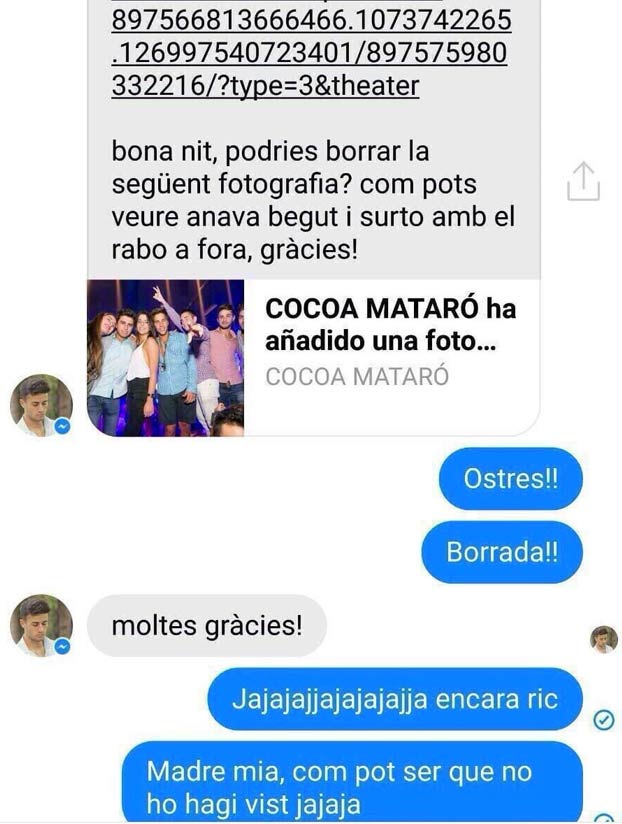 ''Hola, ¿podrías borrar esta foto? Salgo con el rabo fuera''