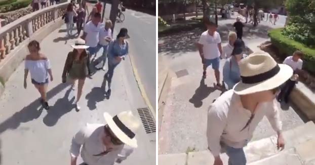 Unos turistas graban con su propia cámara 360 cómo unos carteristas les roban en Palma de Mallorca