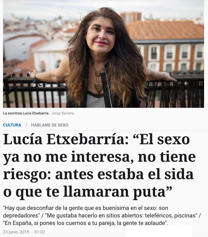 Lucía Etxebarría explica por qué ya no le interesa el sexo