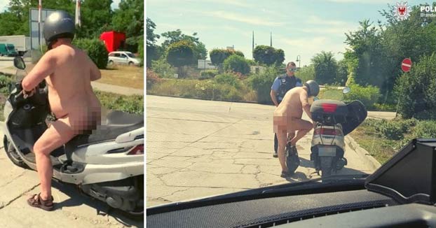 La policía pilla a un hombre conduciendo su moto totalmente desnudo: ''Hace mucho calor, ¿qué pasa?''