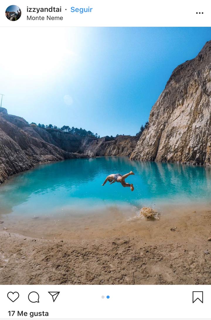 Un instagramer publica unas fotos lanzándose de cabeza al agua contaminada del Monte Neme: ''Bañito mañanero en el Monte Neme. Disfrutón''