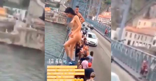 Una mujer se lanza desnuda desde el puente Don Luis I de Oporto