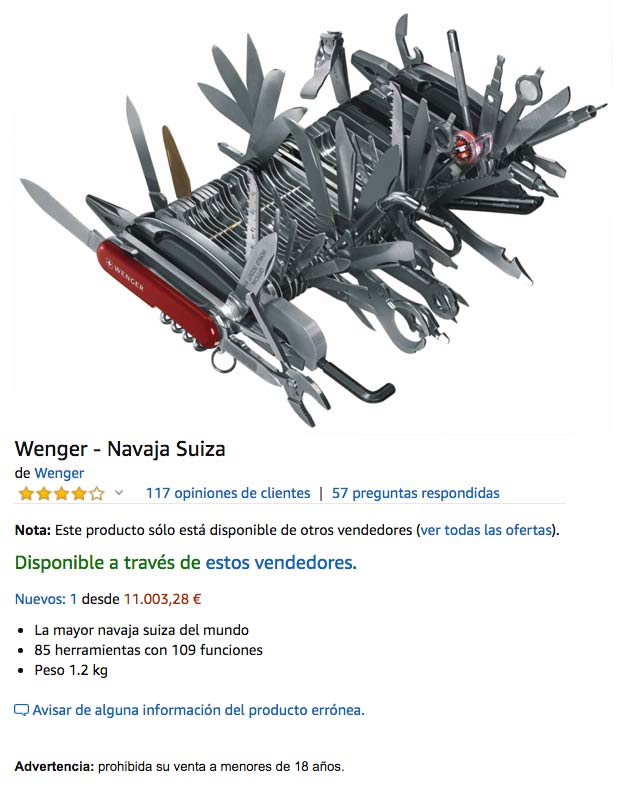 La navaja suiza que puedes comprar en Amazon por 11.000 euros