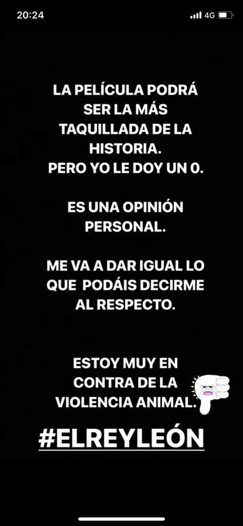 ''Una chica graba El Rey León con el móvil en el cine y a la media hora se sale de la sala y publica estas stories en Instagram''