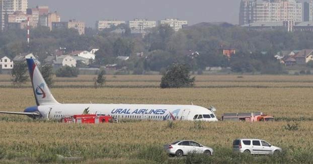 Milagroso aterrizaje de un avión en un campo de maíz cerca de Moscú. Vídeo grabado por uno de los pasajeros