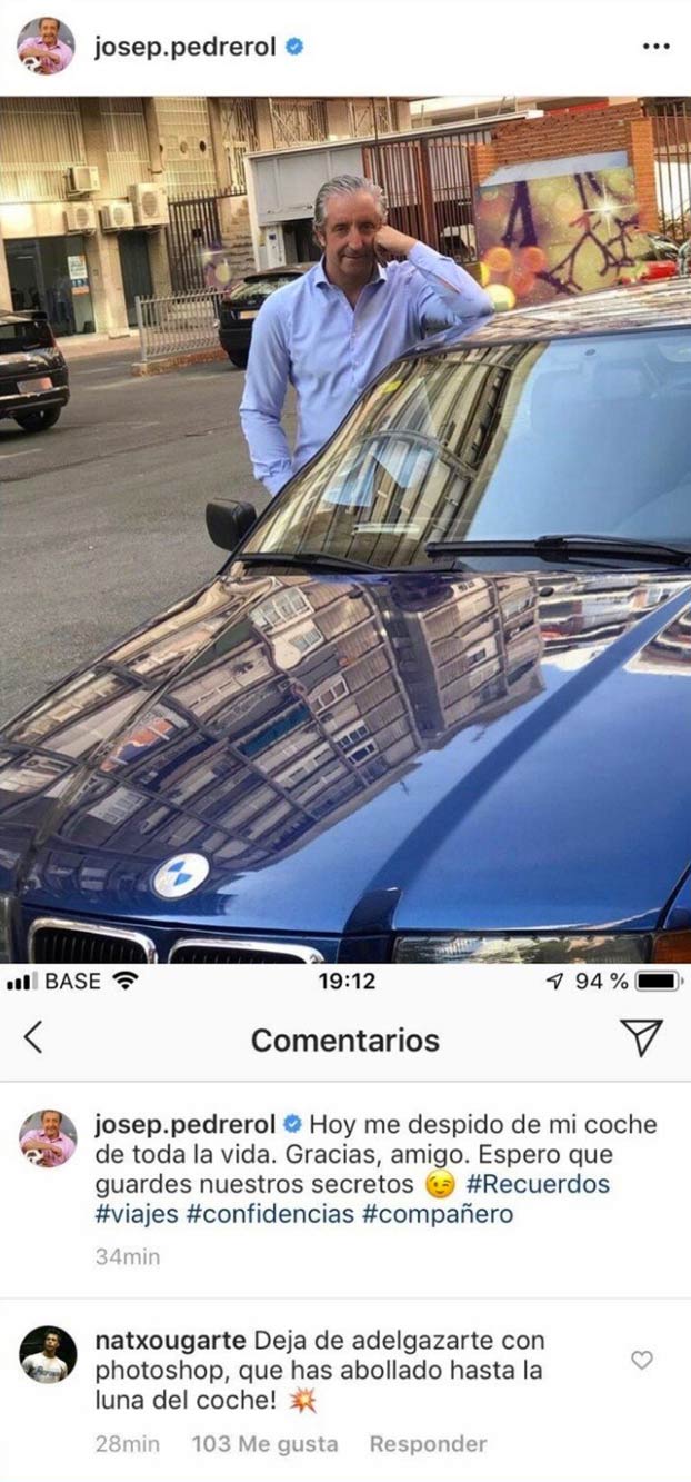 Josep Pedrerol: ''Hoy me despido de mi coche de toda la vida. Gracias, amigo. Espero que guardes nuestros secretos''