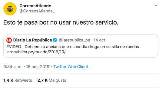 Hackean la cuenta de atención al cliente de Correos y publican mensajes sobre drogas