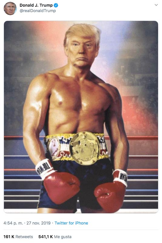 Donald Trump publica un fotomontaje a lo Rocky Balboa y el cachondeo no se hace esperar