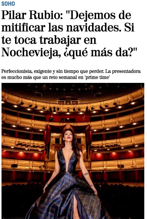 Pilar Rubio:''Dejemos de mitificar las navidades. Si te toca trabajar en Nochevieja, ¿qué más da?''