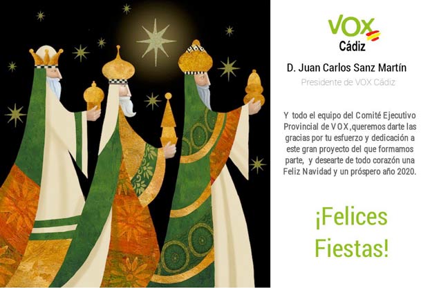 Vox Cádiz elimina al rey Baltasar de su felicitación navideña