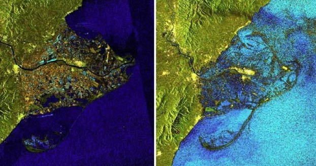 Imágenes aéreas del delta del Ebro tras el paso de la borrasca 'Gloria'