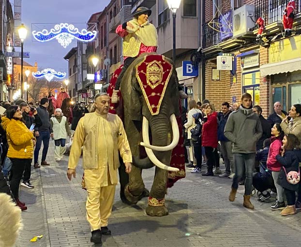 El alcalde de Medina del Campo recibe un 'trompazo' de un elefante en la cabalgata de Reyes