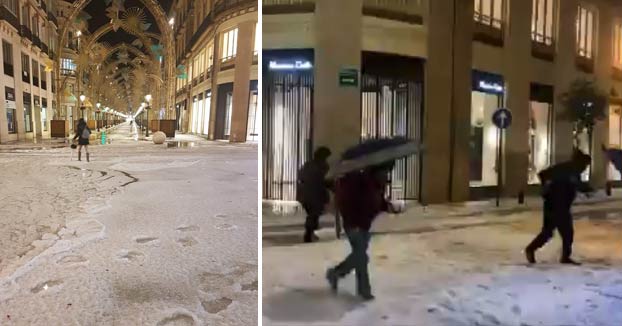 Una fuerte granizada tiñe de blanco las calles de Málaga. Vídeos de diferentes puntos de la ciudad