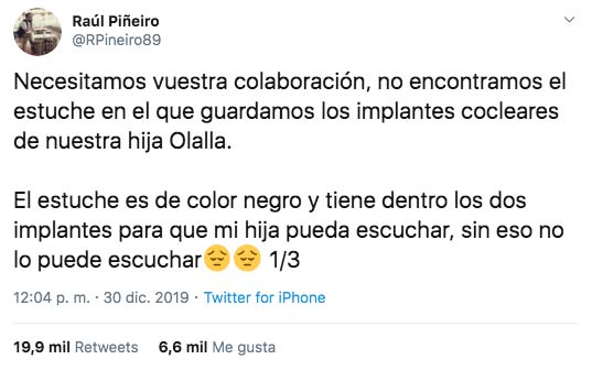 Unos padres buscan desesperadamente los implantes auditivos de su hija de dos años