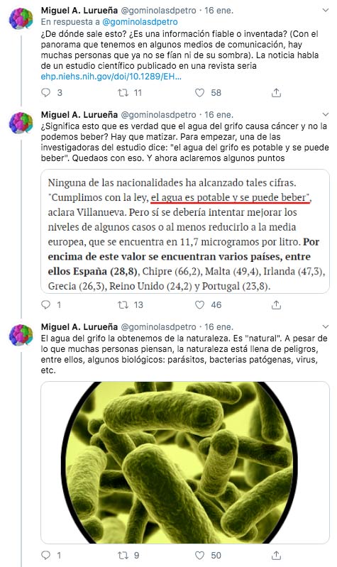 Miguel A. Lurueña analiza la noticia de que más de 6.500 casos de cáncer de vejiga en Europa se asocian al consumo de agua del grifo