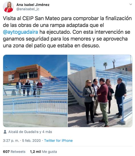 Cachondeo con la rampa que ha hecho el ayuntamiento de Alcalá de Guadaíra en un colegio