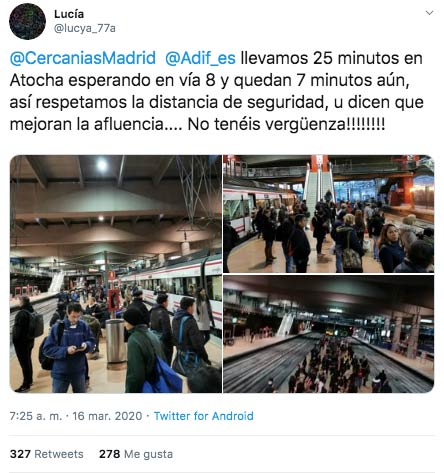 Estación de Atocha, Madrid. Hoy lunes por la mañana