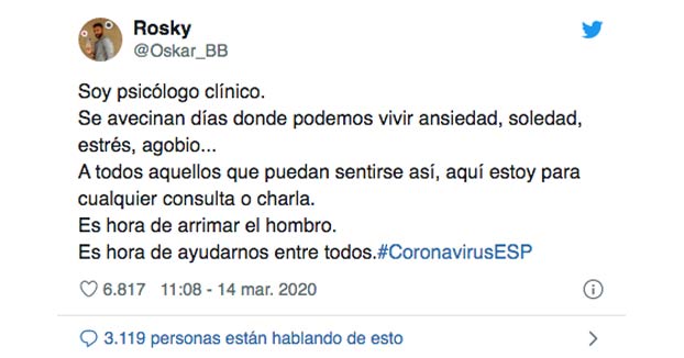 Oftalmólogos, traumatólogos, psicólogos, matronas... profesionales sanitarios de diversas especialidades están ofreciendo servicios de consulta a través de las redes sociales a causa de la expansión del coronavirus.