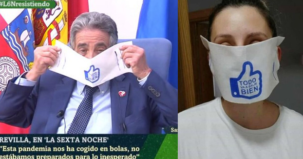 Estas son las mascarillas-servilleta que está repartiendo Miguel Ángel Revilla por los hogares en Cantabria