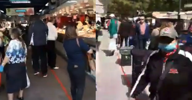 ¿Distanciamiento social? Mercado de Pere Garau de Palma de Mallorca en pleno estado de alarma