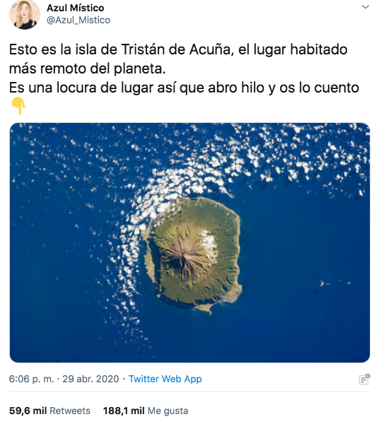 Esto es la isla de Tristán de Acuña, el lugar habitado más remoto del planeta. Una locura de lugar, abro hilo