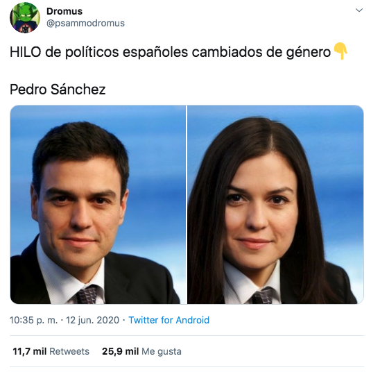 Hilo de políticos españoles cambiados de género