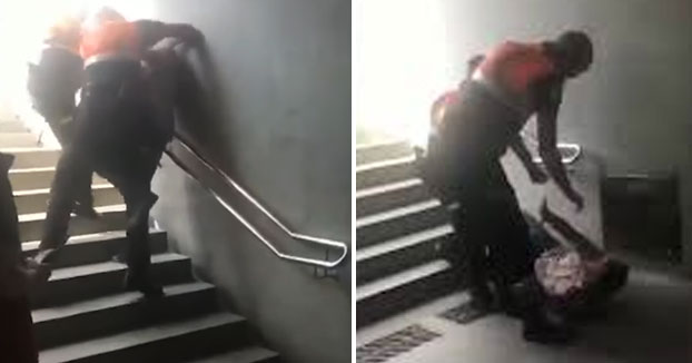 Investigan a dos vigilantes del metro por lanzar a un usuario de espaldas por las escaleras