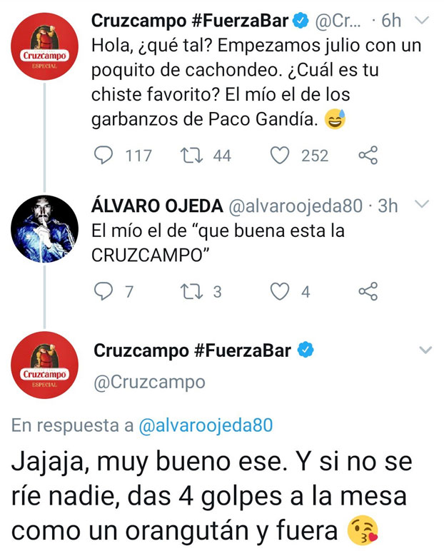 Álvaro Ojeda no se cansa de recibir zascas del CM de Cruzcampo