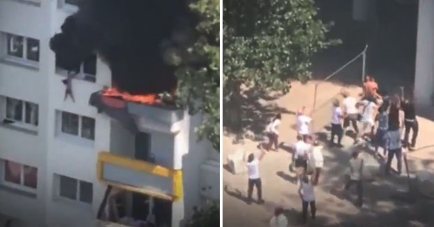 Dos niños escaparon de un piso en llamas en Francia saltando sobre los brazos de los vecinos