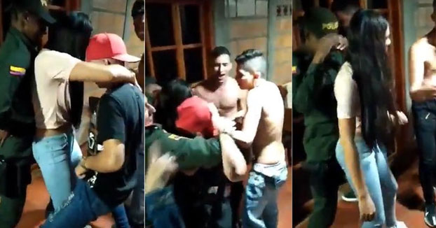 Colombia: Dos policías se quedan bailando en una fiesta que debían de detener por la cuarentena