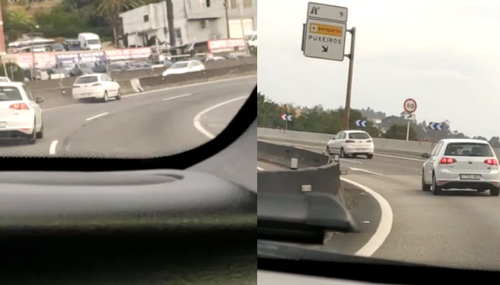 El conductor que fue grabado en vídeo chocando contra la mediana en Puxeiros (Vigo) sufrió un principio de ictus