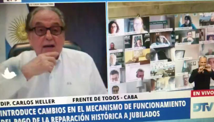 El diputado Juan Emilio Ameri besa los pechos de su pareja en plena sesión virtual del Congreso