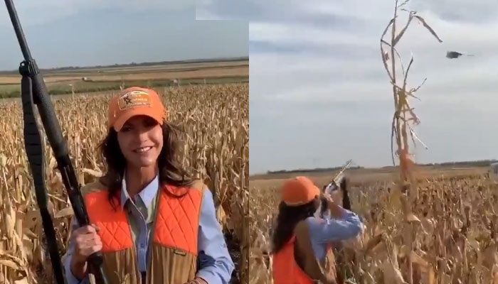 ''Menos covid, más caza'': La gobernadora de Dakota del Sur se graba matando a un ave como ejemplo de distanciamiento social