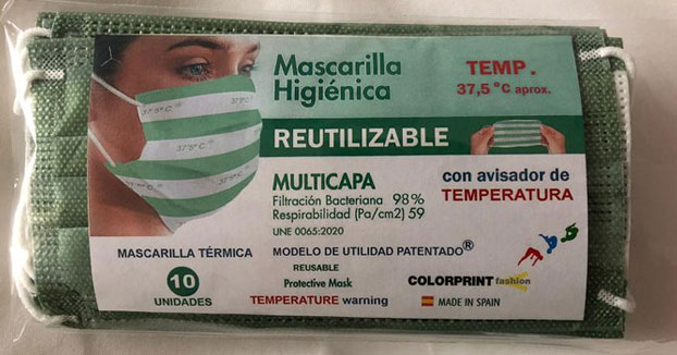 Una empresa de Muro de Alcoy patenta una mascarilla homologada capaz de detectar el aumento de temperatura