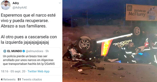 Comunicado del joven que fue detenido por mofarse en Twitter de las lesiones del inspector que fue embestido por un narcotraficante en Algeciras