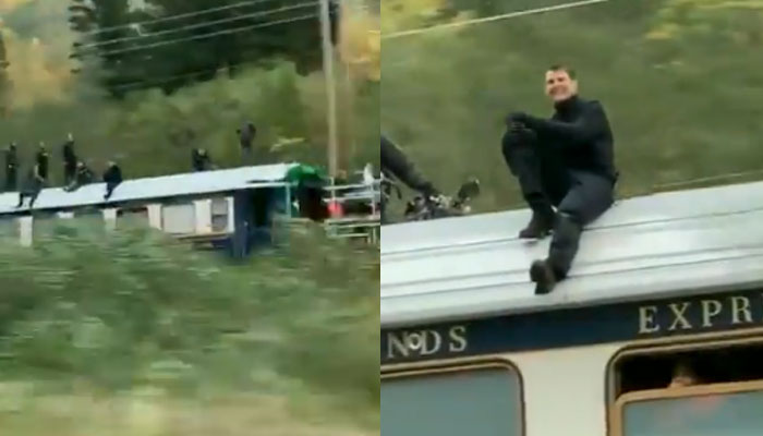 Pillan a Tom Cruise sentado en el techo de un tren en marcha durante una parada en la grabación de Misión Imposible 7