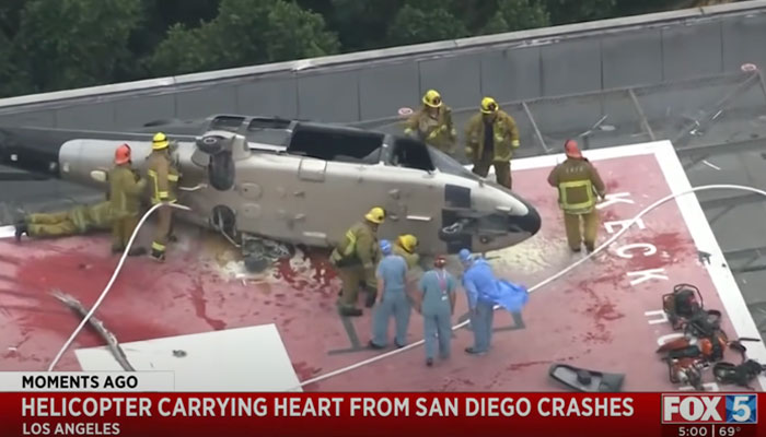 Un helicóptero que trasladaba el corazón de un donante se estrella en la azotea de un hospital. Al corazón aún le quedaba otro pequeño accidente