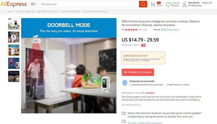 Usan una foto de Pablo Iglesias para vender una alarma antirrobo en AliExpress