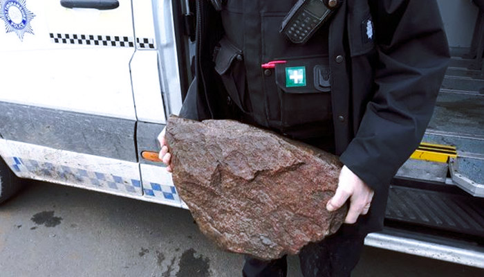 Una mujer intenta matar a su perra arrojándola a un río con una enorme piedra atada al cuello