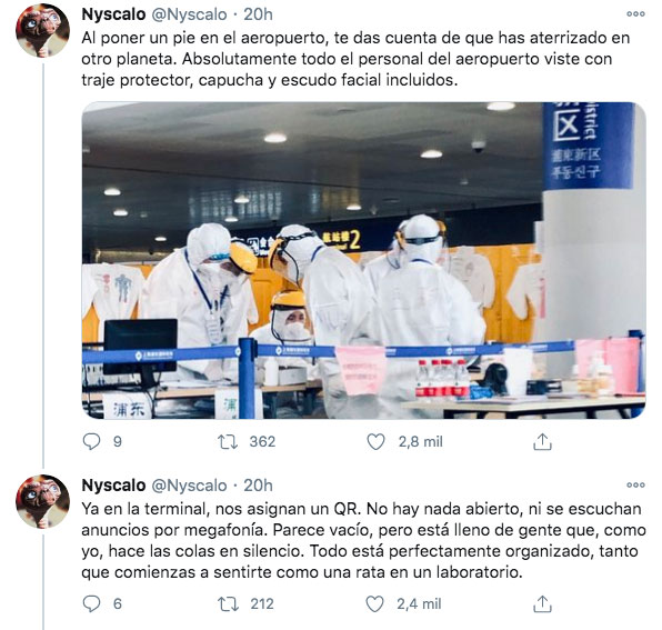 Un joven cuenta la vuelta de Madrid a Shanghái y todas las medidas que toman en China contra el coronavirus. Para alucinar