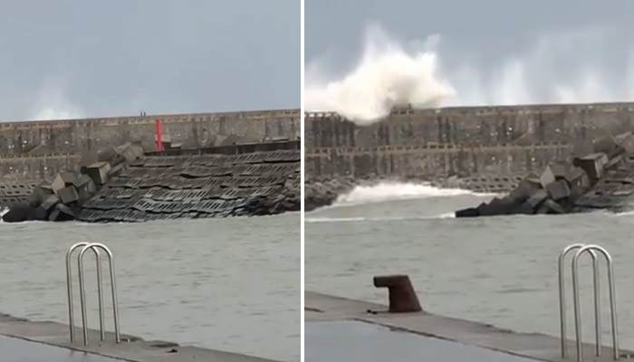 Rescatan inconsciente en el agua a un joven arrastrado por una ola mientras corría por un malecón del País Vasco