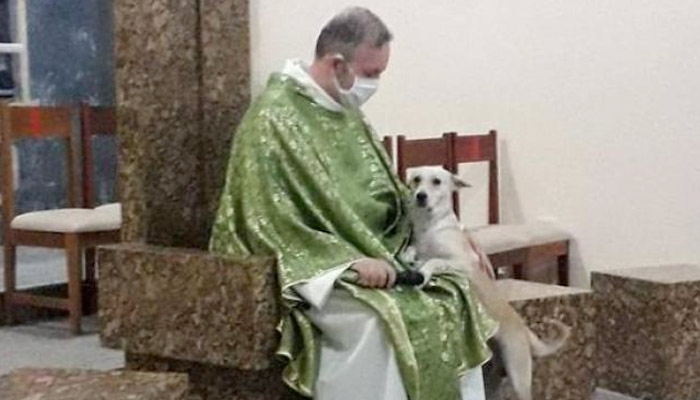Un sacerdote promueve la adopción de animales abandonados llevando perros, gatos y demás fauna a sus misas