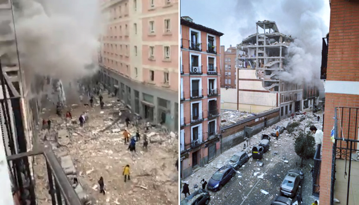 Fuerte explosión en la calle Toledo de Madrid. El edificio ha quedado destrozado