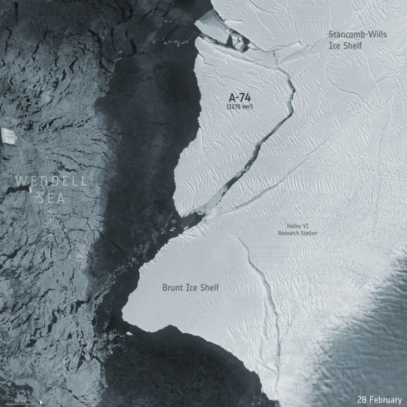 Imágenes de satélite captan el nuevo iceberg gigante A-74